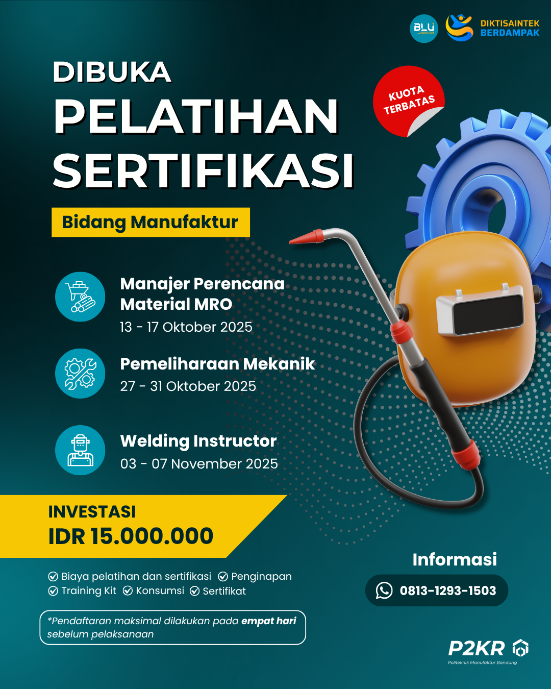 Dibuka Pelatihan-Sertifikasi Bidang Manufaktur untuk Dosen, Tendik, dan Staf Industri