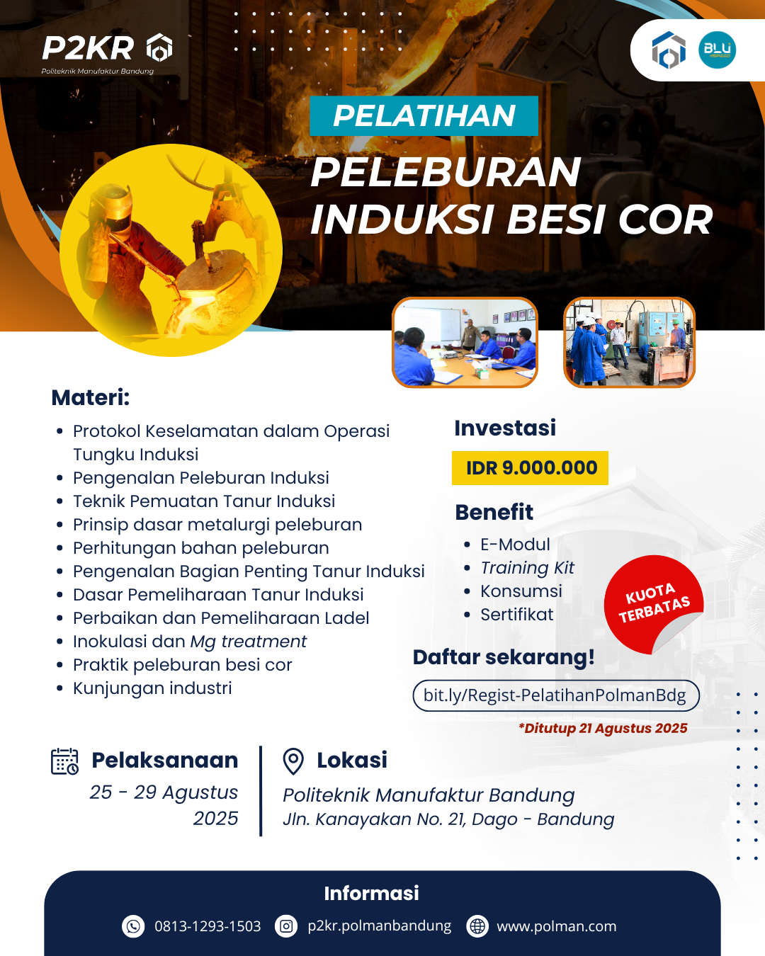 Dibuka Pendaftaran Pelatihan Peleburan Induksi Besi Cor