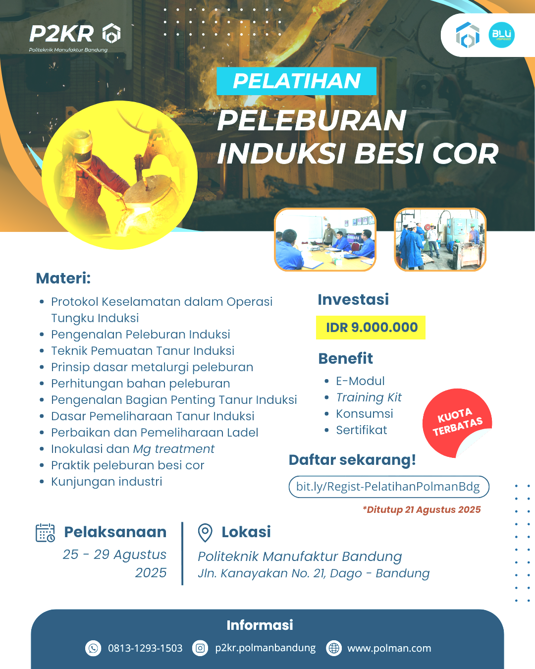 Dibuka Pendaftaran Pelatihan Peleburan Induksi Besi Cor